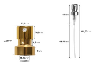 Vaporisateur avec bouchon pour flacons de parfum avec fermeture de sécurité « à sertir » de 15 mm (pour flacon 315-7-100)-εικόνα_διαστάσεις