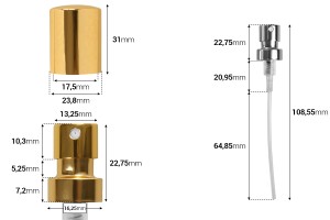 Vaporisateur avec bouchon pour flacons de parfum avec fermeture de sécurité « Crimp » de 15 mm (pour flacon 315-8-30)-2
