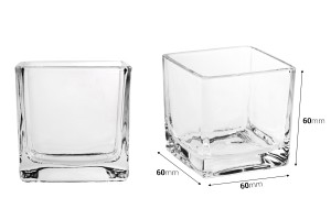 Verre à bougie en verre de forme carrée  aux dimensions 60 x 60 mm-2