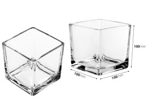 Vazo qelqi dekorative katrore për qirinj tea light 100x100mm-imazh_dimensione