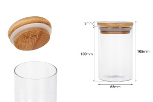 250ml Glas, rund mit Holzdeckel und Gummi-εικόνα_διαστάσεις