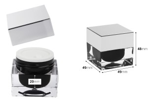 Luxus Acryl Cremedose 15ml mit silbernem Deckel und Abdichtscheibe-2