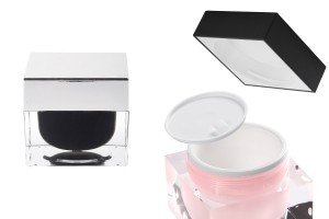 Βάζο πολυτελείας 50 ml για κρέμα, ακρυλικό με καπάκι, πλαστικό παρέμβυσμα στο βάζο και εσωτερικό στο καπάκι-εικόνα_προϊοντική