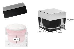 Βάζο πολυτελείας 50 ml για κρέμα, ακρυλικό με καπάκι, πλαστικό παρέμβυσμα στο βάζο και εσωτερικό στο καπάκι-εικόνα_διαστάσεις