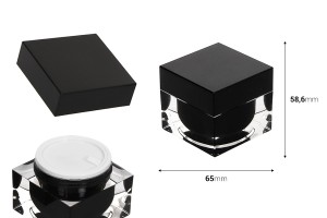 Pot en acrylique de luxe pour crème 50 ml avec joint en plastique sur le pot et à l'intérieur du couvercle-εικόνα_διαστάσεις