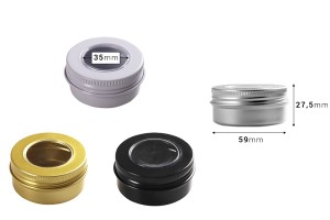 Vasetto in alluminio da 50 ml con finestra sul tappo - 12 pz-εικόνα_διαστάσεις