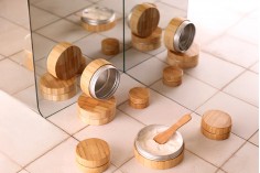 Βαζάκι αλουμινίου 100 ml με επικάλυψη bamboo και εσωτερικό παρέμβυσμα στο καπάκι - 6 τμχ