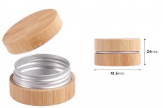 Pot en aluminium de 10 ml avec revêtement en bambou et joint intérieur sur le couvercle - 12 pcs