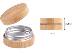 Barattolo in alluminio da 15 ml con rivestimento in bambù e guarnizione interna sul coperchio - 12 pz-εικόνα_διαστάσεις