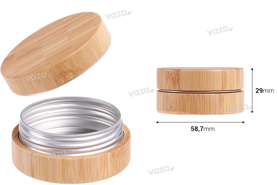 30 ml Aluminiumdose mit Bambusbeschichtung und Innendichtung am Deckel – 12 Stück