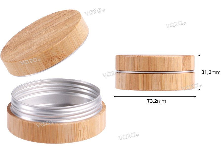 60 ml aluminum jar with bamboo coating and inner seal on the lid - 12 pcs