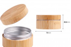Pot en aluminium de 80 ml avec revêtement en bambou et joint intérieur sur le couvercle - 6 pcs