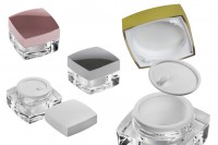 Pot carré de luxe pour crème de 15ml, avec joint intérieur sur le couvercle et plastique sur le pot