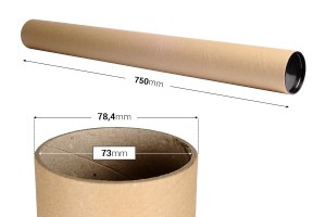 Brown kraft paper tube box 73x750mm with plastic caps - 10 pcs-2