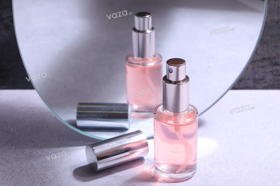 30ml perfume bottle (18/415) with shiny silver spray - (minimum order: 1 box)