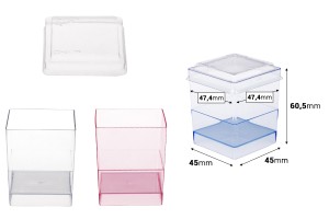 Quadratischer Becher 80 ml mit Verschluss für Süßigkeiten - 48 Stück-2
