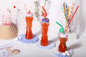 Bouteille en verre de 80 ml avec couvercle et paille-3