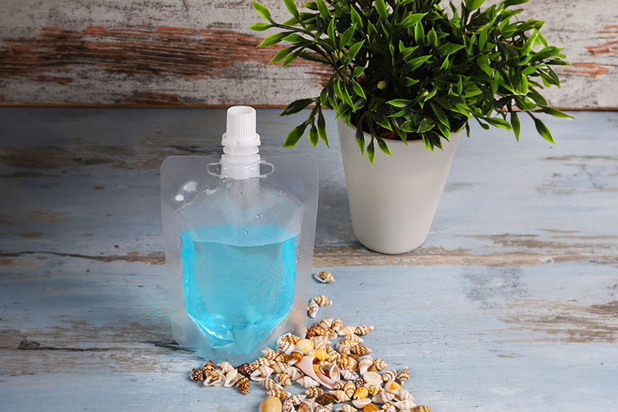 Συσκευασία (ασκός) τύπου Doy Pack διάφανη 300 ml με λευκό καπάκι ασφαλείας - 50 τμχ