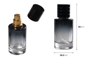 30ml Parfümglasflasche mit Spray und schwarzem Deckel (PP 15)-bildabmessungen