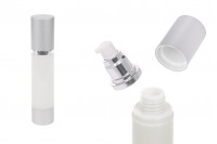 Airless bottle for cream 50 ml with plastic, semi-transparent body, aluminum cap and base in silver color