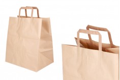 Paper transport bag with flat handle in earth color and dimensions 260x180x260 mm - 25 pcs