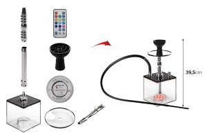 Narguilé avec base carré et éclairage LED-2