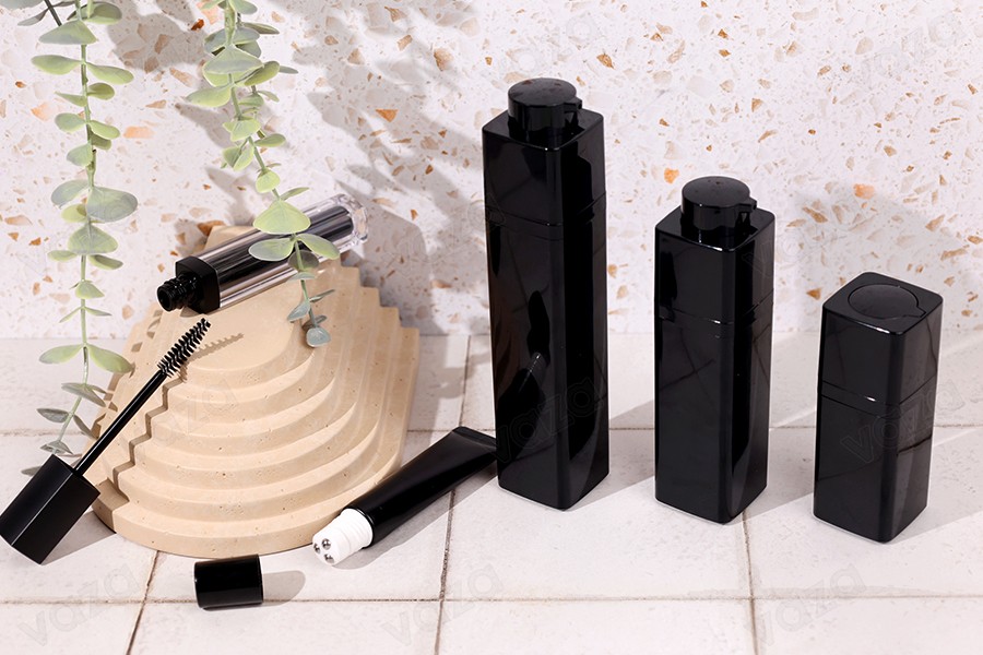 Bouteille airless en acrylique de 50 ml en couleur noire - 5 pcs-photo_groupe
