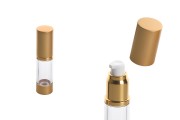 Μπουκάλι airless για κρέμα 15 ml με ακρυλικό διάφανο σώμα και πλαστικό χρυσό ματ καπάκι