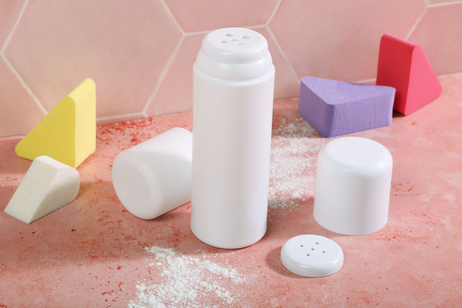 Kunststoffflasche 100 ml für Talkpuder ohne Deckel Kunststoffflasche 100 ml für Talkpuder ohne Deckel