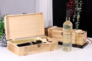 Boîte de rangement en bois pour 2 bouteilles de vin-3