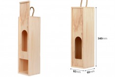 Wooden wine bottle storage box with handle and window