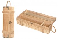 Wooden wine bottle storage box with handle