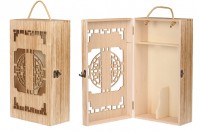 Coffret de rangement en bois pour 2 bouteilles de vin avec poignée en corde