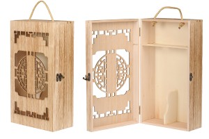 Coffret de rangement en bois pour 2 bouteilles de vin avec poignée en corde-εικόνα_προϊοντική