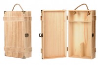 Cutie de depozitare din lemn pentru 2 sticle de vin cu maner