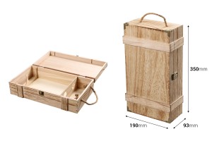 Boîte de rangement en bois pour 2 bouteilles de vin-2