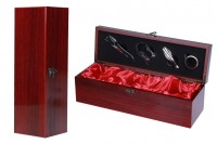 Luxury wooden box with accessories for wine bottle