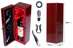 Lussuosa scatola in legno con accessori per bottiglie di vino
