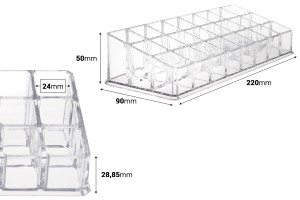 Porte-tube en acrylique 220 x 90 x 50 mm - 3 niveaux (24 places)-2