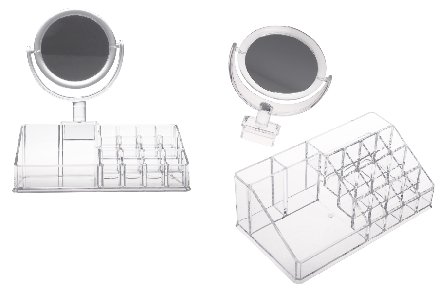 Kuti – bazë akrilike për organizimin e produkteve kozmetike dhe makijazhit, 4 nivele (15 vende) me pasqyrë.-imazh_produkt