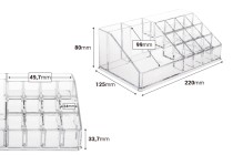 Kuti – bazë akrilike për organizimin e produkteve kozmetike dhe makijazhit, 4 nivele (15 vende) me pasqyrë.-imazh_dimensione