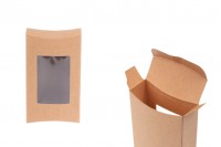 Boîte en papier kraft pour savons 95x55x20 mm avec fenêtre et bords incurvés - 50 pcs