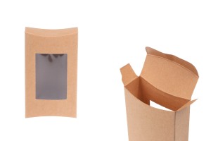 Boîte en papier kraft pour savons 95x55x20 mm avec fenêtre et bords incurvés - 50 pcs