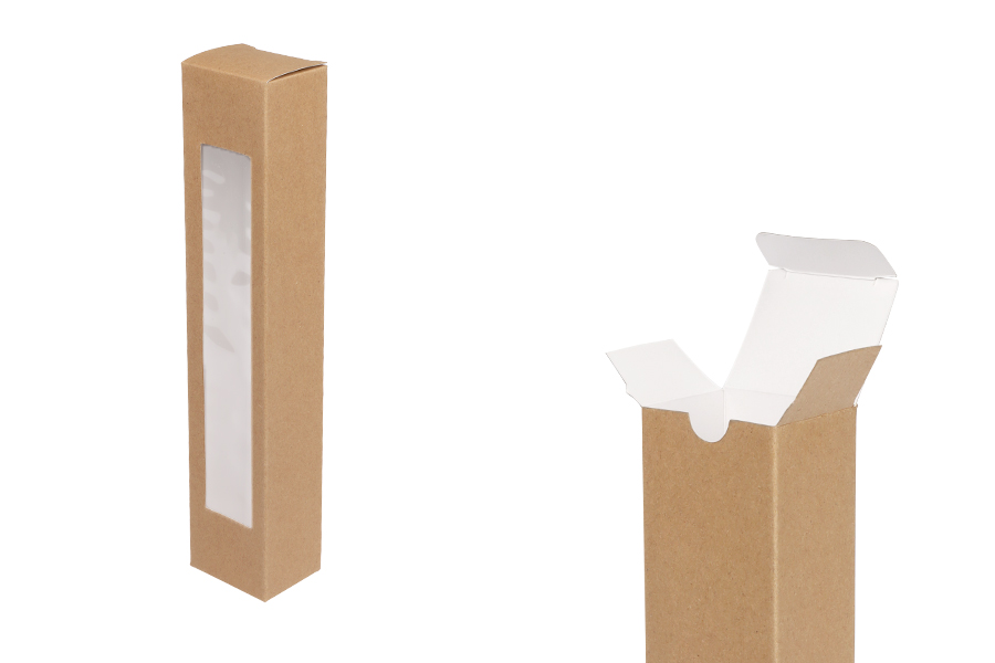 Kraftpapierschachtel (350g/m²) 50x40x250 mm mit Fenster - 20 Stück