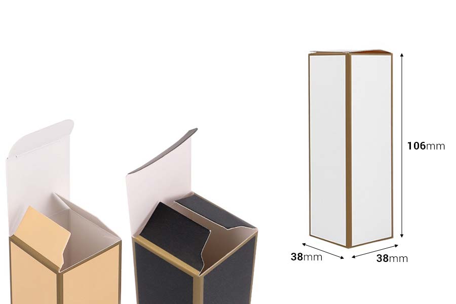 Petite boîte en papier 38 x 38 x 106 mm avec bordure dorée - 20 pcs
