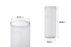 Shishe plastike (PET) 330 ml (e gjatë) transparente me kapak alumini (kërkon përdorimin e një makine mbyllëse) - 200-imazh_dimensione