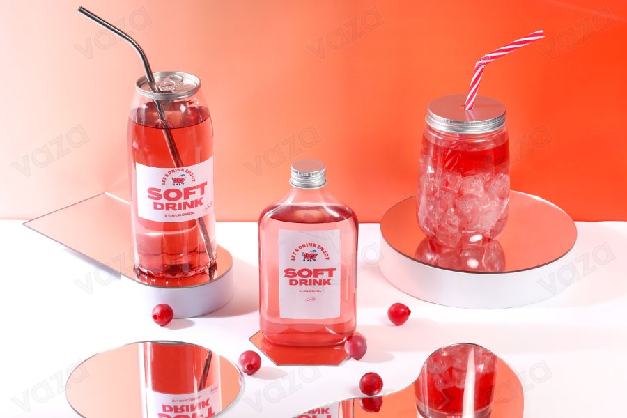 Plastikflasche (PET) 650ml transparent mit Aluminiumdeckel (erfordert die Verwendung einer Verschließmaschine) – 100 Stück-bildgruppe