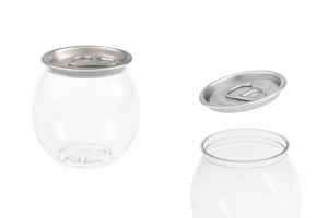 Kunststoffflasche (PET) 210 ml transparent kugelförmig mit Aluminiumverschluss (Verwendung einer Verschließmaschine erforderlich) - 200 Stück-εικόνα_προϊοντική