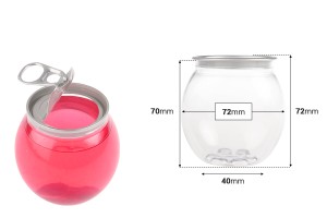 Kunststoffflasche (PET) 210 ml transparent kugelförmig mit Aluminiumverschluss (Verwendung einer Verschließmaschine erforderlich) - 200 Stück-εικόνα_διαστάσεις