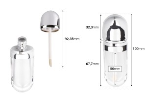 Etui pour gloss 8 ml transparent avec capuchon argenté - 6 pcs-2